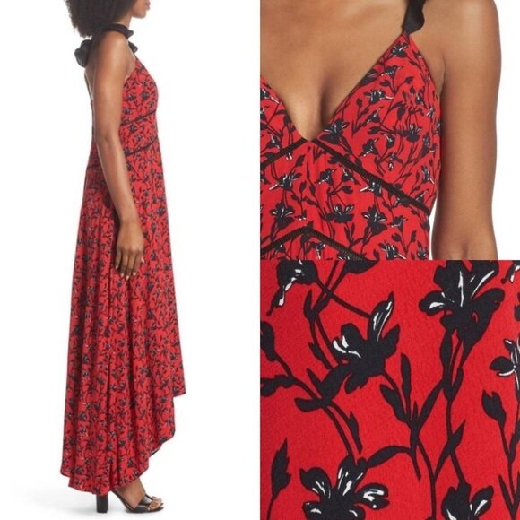 NEW Adelyn Rae Isabel Floral Maxi Dress Size XS Black Red‎ Nordstrom Ruffle Boho - Picture 13 of 13